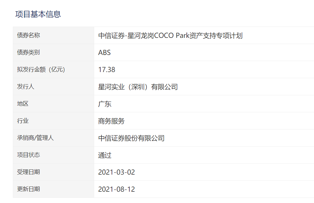 星河龙岗COCOPark17.38亿元资产支持ABS获深交所通过_中国网地产